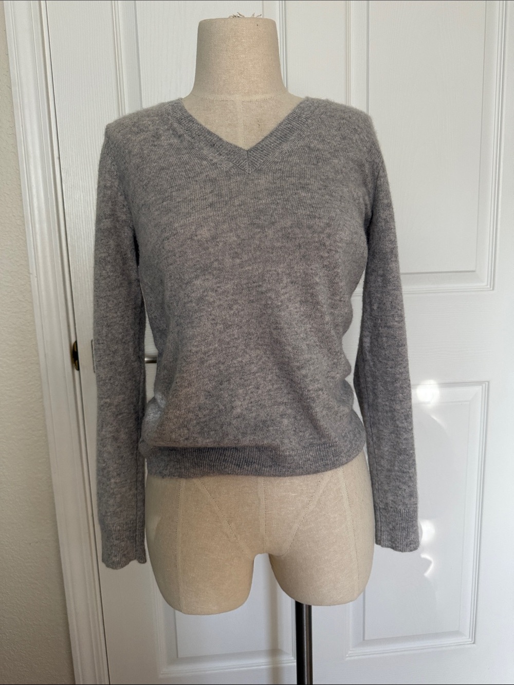 Charter Club Cashmere Heather Gray V-Neck Sweater